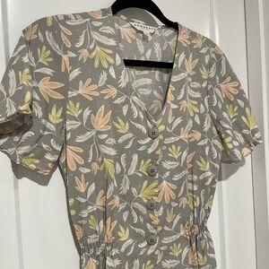 DownEast Pastel Floral V-Neck button front dress